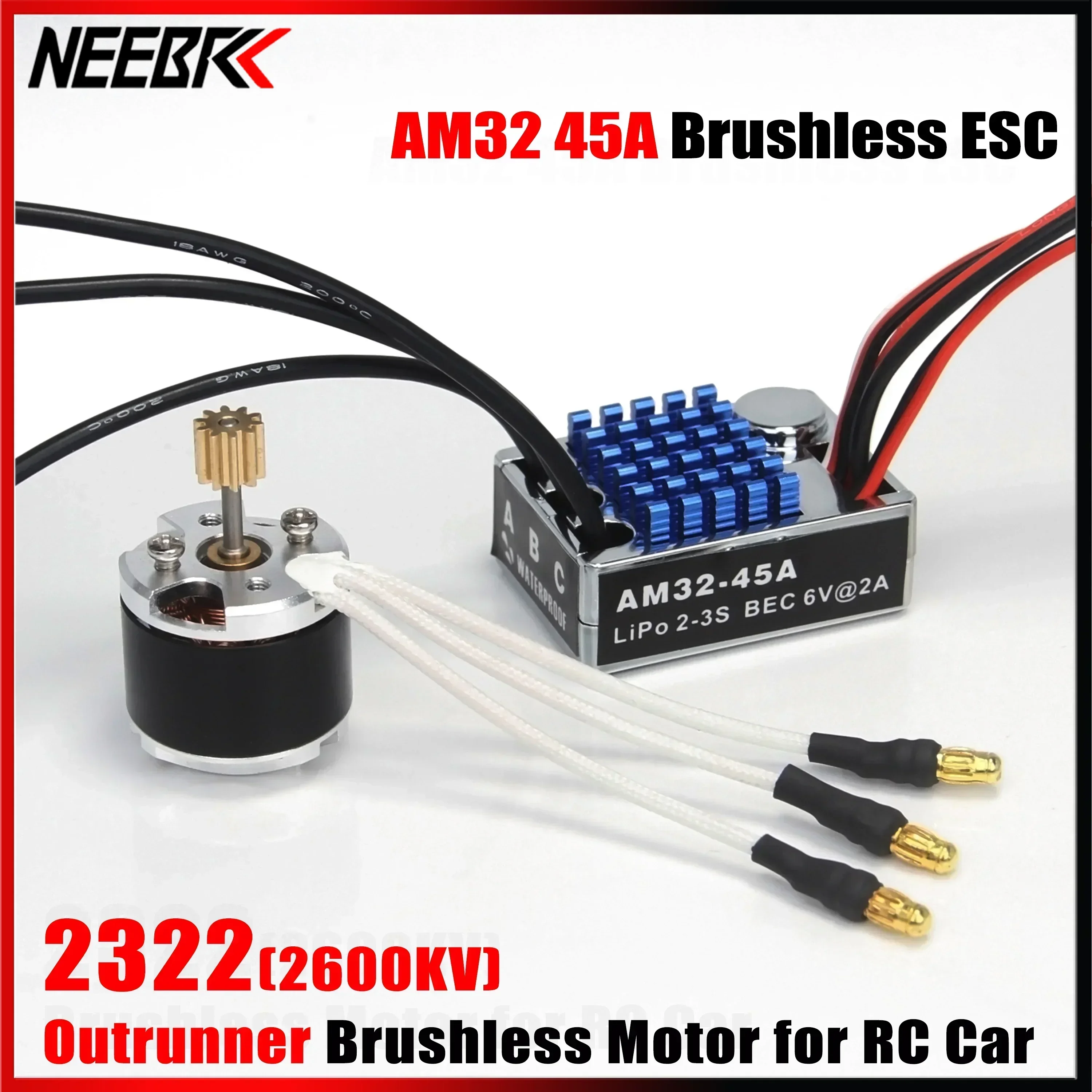 

NEEBRC 2322 2600KV Outrunner Brushless Motor AM32 45A ESC for 1/12 RC Cars MN82 MN99S MN168 MN78 Crawler Upgrade Kit Combo Parts