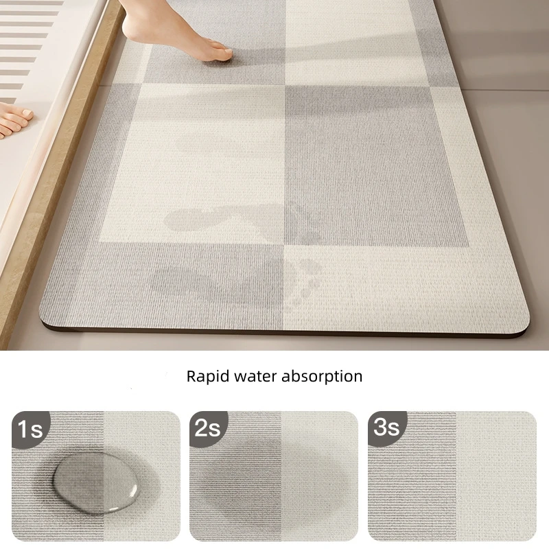 Modern style Non-Slip Diatom Mud Quick Drying Bathroom Mat, Double Bathroom Mat, Shower Room, Toilet Door, Bathtub Carpets