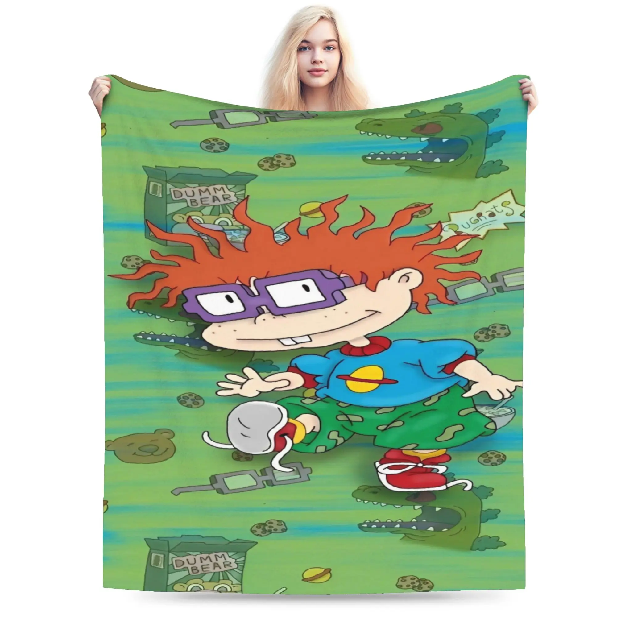 أنيق rugrat الكرتون أنيمي بطانية سوبر لينة الصوف الاسترخاء رمي البطانيات آلة قابل للغسل