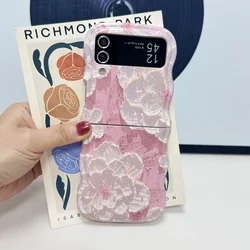 Ins Sakura Clouds Soft Wave Phone Case For Samsung Flip6 ZFlip3/4/5 Flip7 7SE Split Type Cover Skinny Shell Body Protection