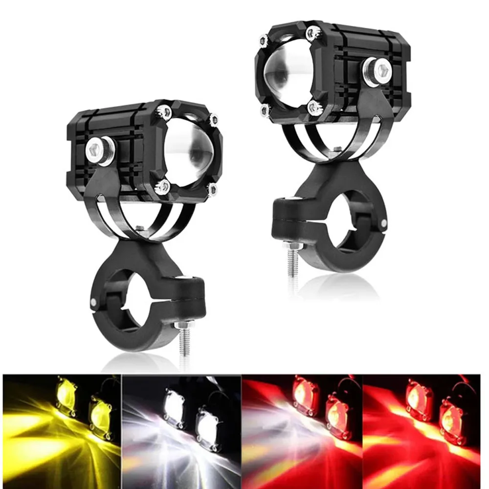 2PCS Super Bright Motorcycle LED Explorers Headlight Projector Fisheye Lens LED Moto Fog Auxiliary Motorcycle Headlight