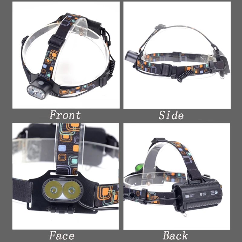 High and low frequency XM-L T6 headlamp headlamp flashlight 18650 battery LED bulb camping/cycling 3 modes