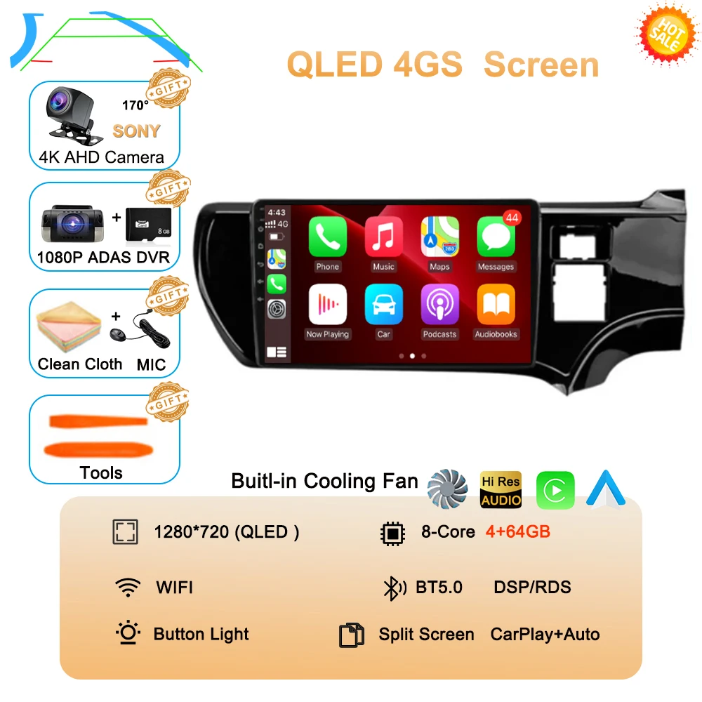 Android 16 For Toyota Aqua Prius C 2011-2017 Carplay 4G WIFI Car RadioNavigation GPS Multimedia Video Player 2Din DVD Stereo BT image 3