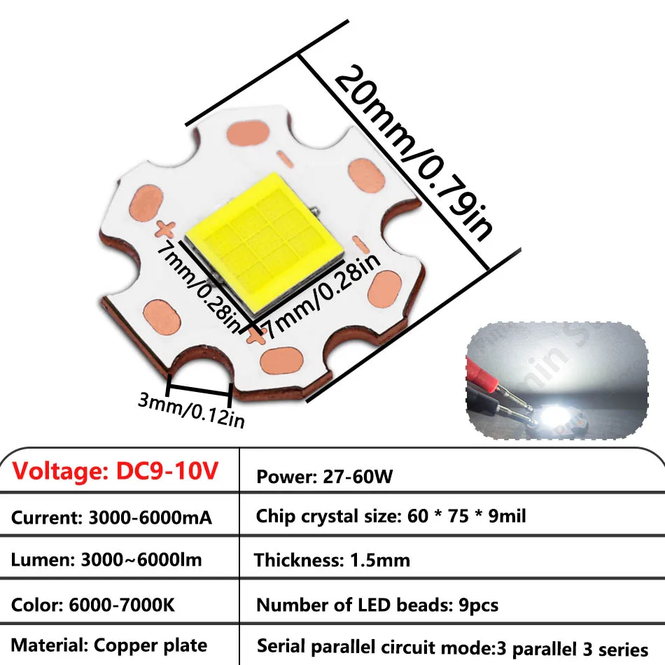 Imagem -02 - Forte Led Lanterna Bead Smd Dc910v 10w 60w 45 x 45mil 60x75mil Faróis do Carro Chip Fonte Diy