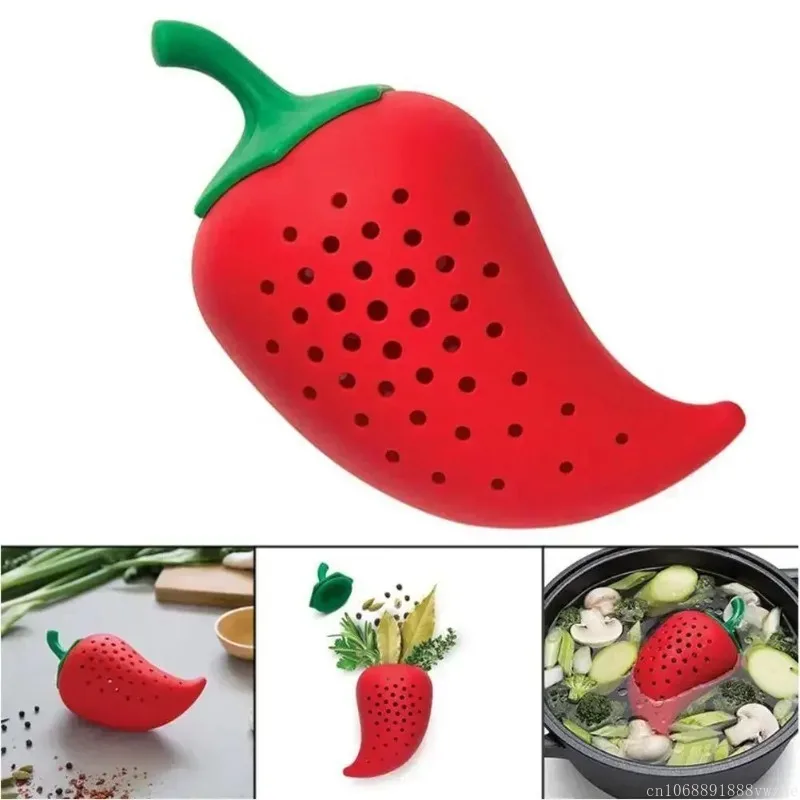 Creative Chili Shape Spice Filter Stew and Soup Silicone Seasoning Bag Practical Kitchen Tools Cooking Tools