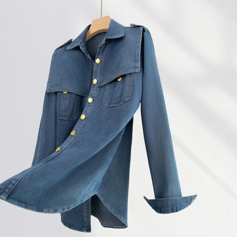 

What A Big Mid-Length Coat Women Early Spring New Retro Hong Style Sense Of Design Shirt Women'S Top