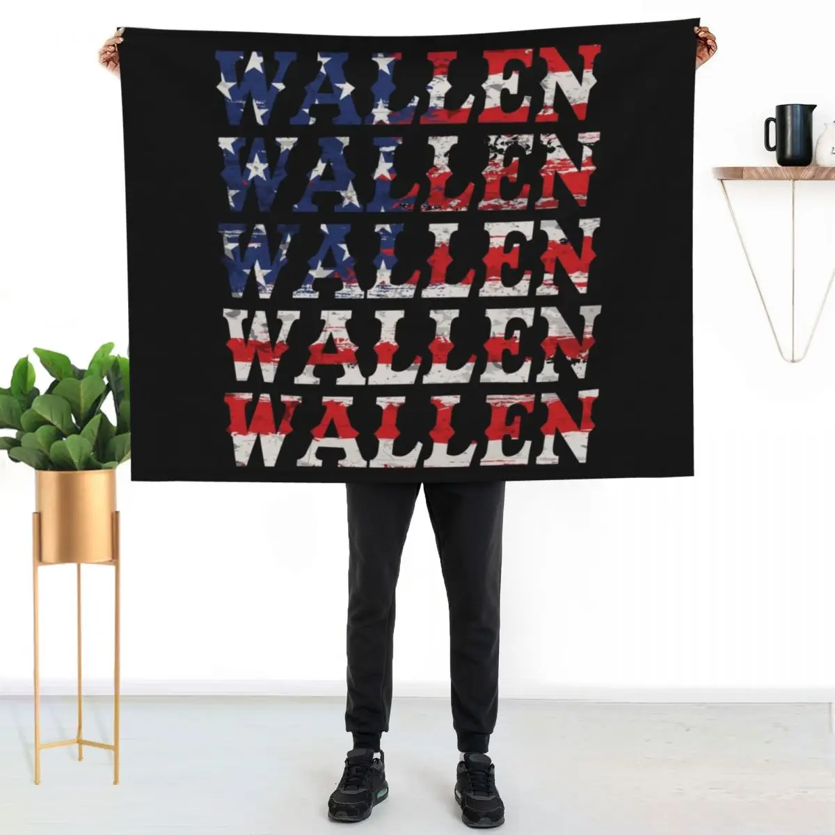 Cute Wallen Merch American Flag Red White Blue Country Music Throw Blanket Loose heavy to sleep Quilt sofa bed For Baby Blankets