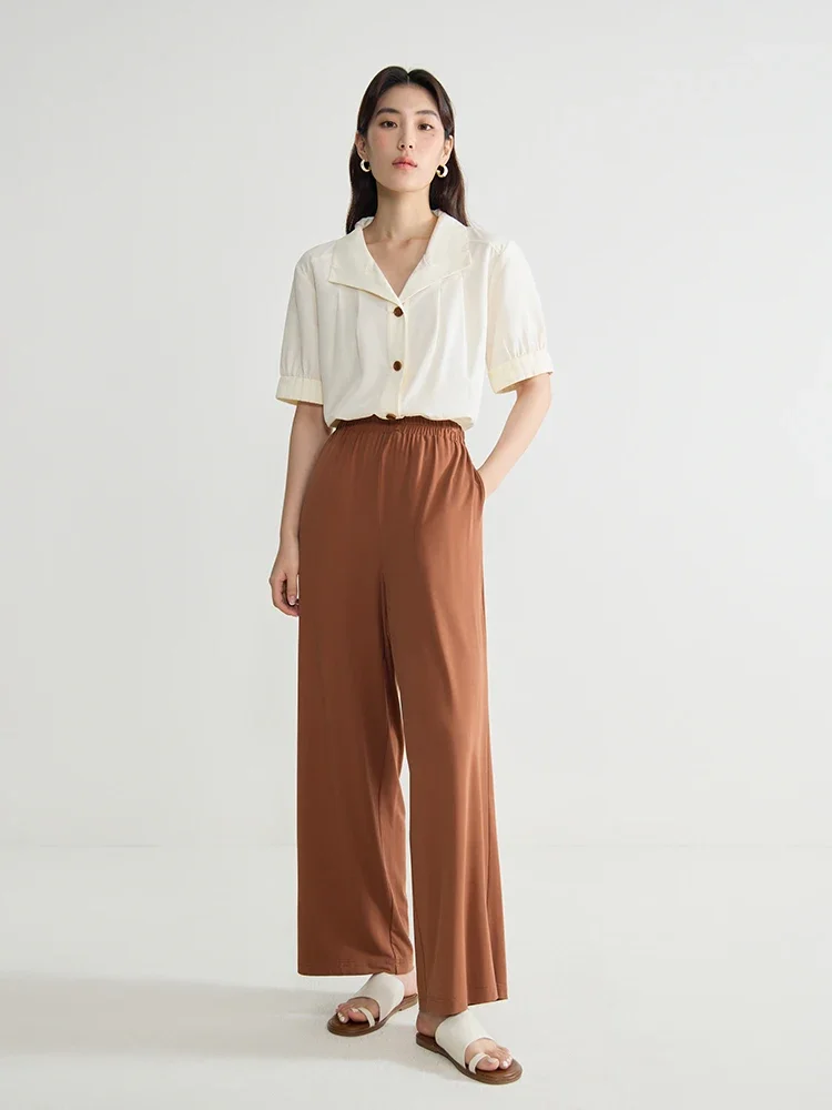 

DUSHU Summer Cool Soft Classic Drape Casual Women Pants 2024 New Casual Versatile Commuting Thin Female Trousers 24DS82561