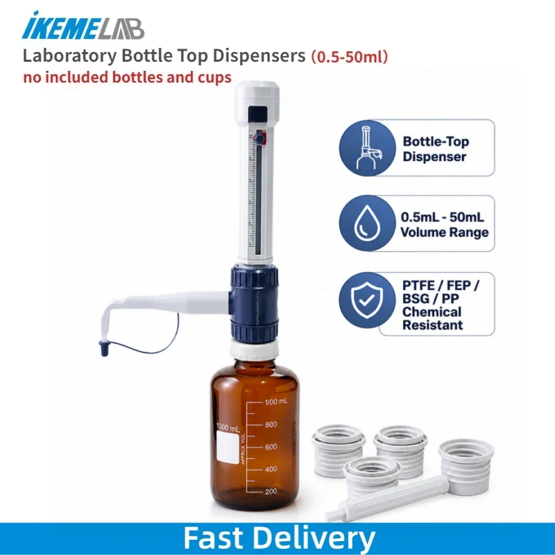 IKEME Laboratory Bottle Top Dispensers for Liquid Handling 0.5mL to 50mL Liquid Dispenser Autoclavable Lab Equipment With Bottle