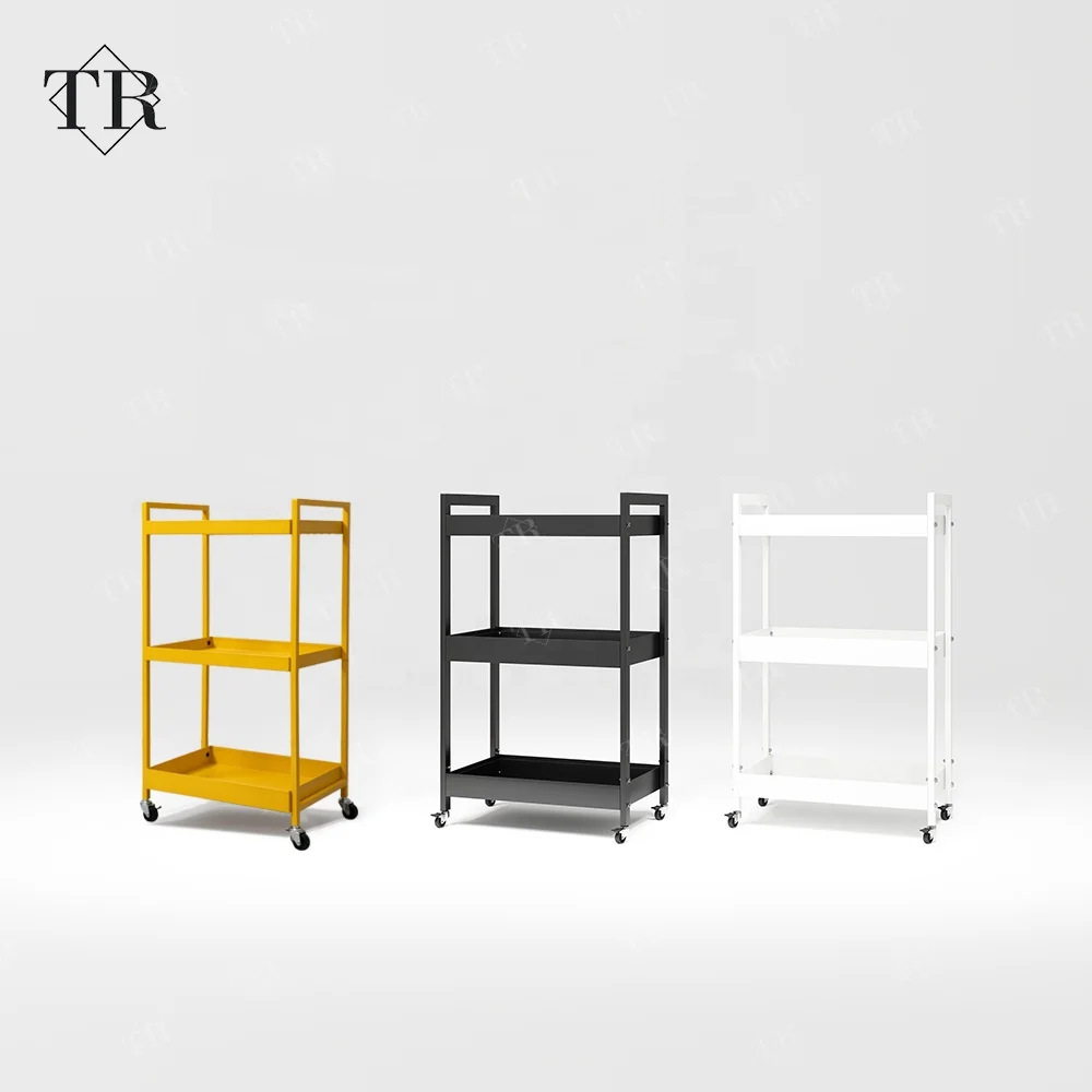 

Barber Shop 3-Tier Steel Shelf Salon Trolley 3-Layer Serving Table with Drawer Salon Furniture