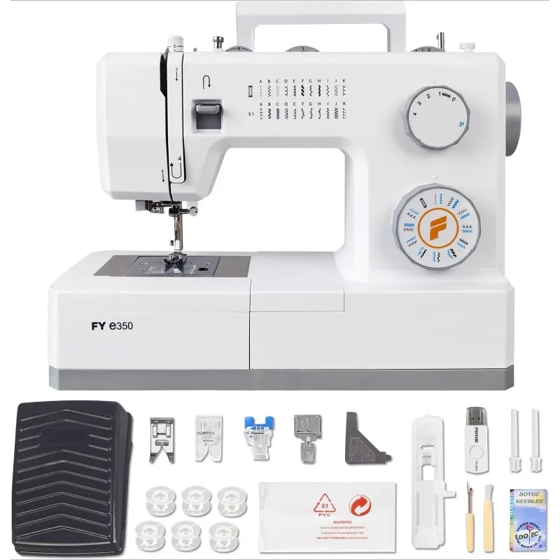 ماكينة خياطة FYe350، محرك سيرفو موفر للطاقة، شديد التحمل ومحمول، 23 غرزة مدمجة، أوضاع إبر متعددة