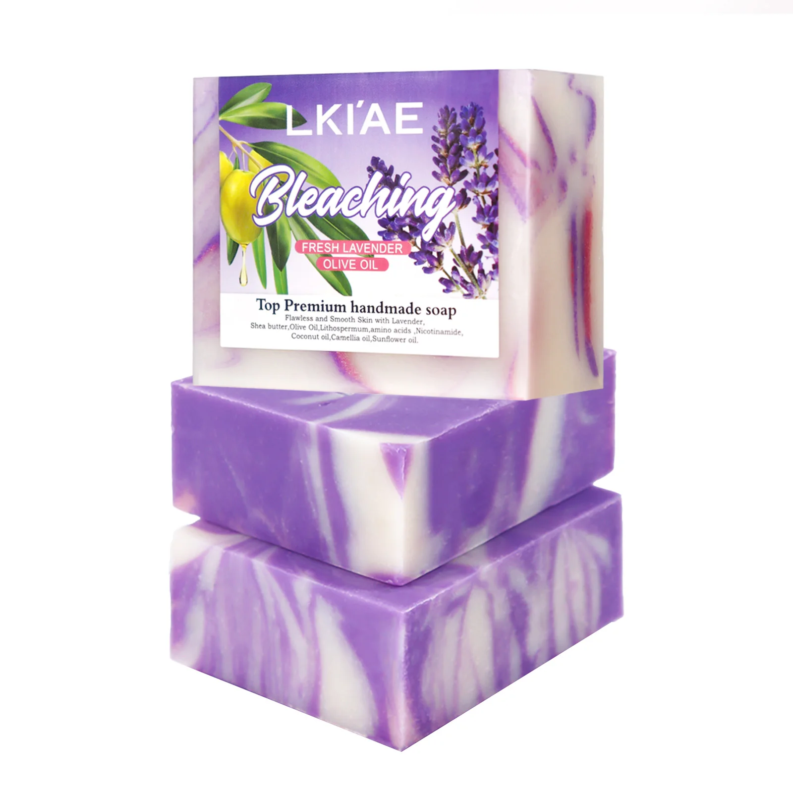 LKIAE Organic Fresh Lavender Oil Soap, Lightening, Reduce Acne, Pimples, Blackheads, Clean Skin, for All Skin Types, 150g/5.3 oz