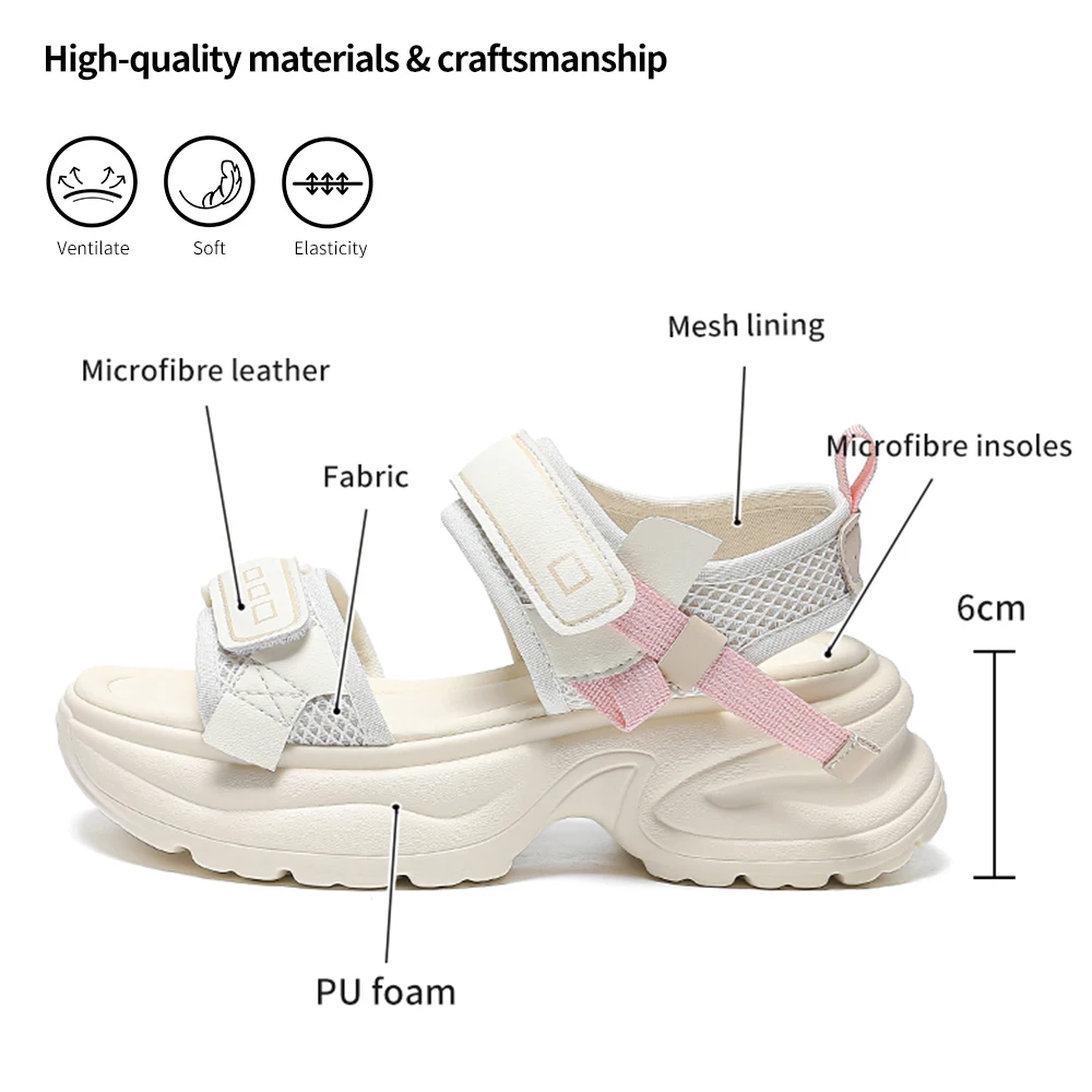 SOMILISS kobiety masywne sandały na platformie tkaniny skóra z mikrofibry Outdoor plażowe letnie sandały na co dzień mody