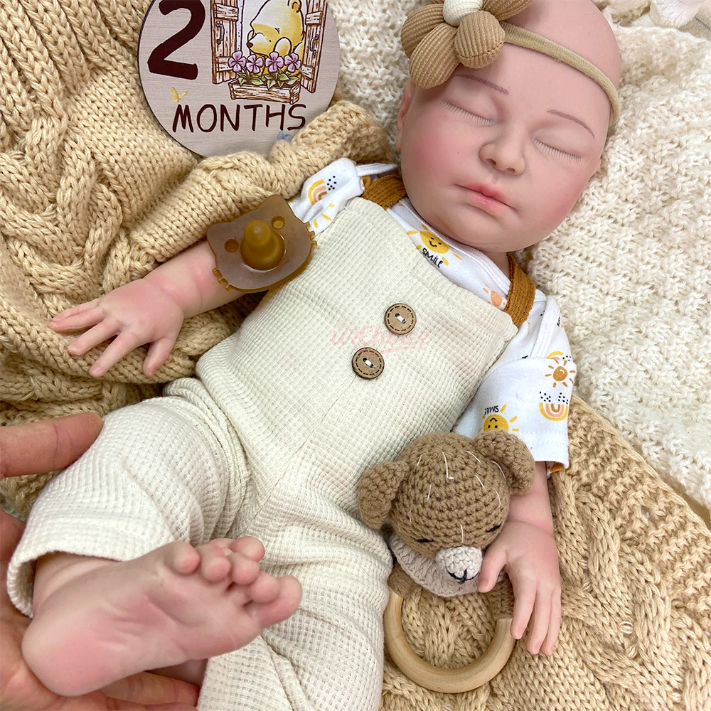 55cm Gewogen Meisje Premium Siliconen Reborn Baby Pop, Levensecht, Flexibel, Poseerbaar, Wasbaar, Kunstcollectie, Cadeau voor Poppenliefhebbers