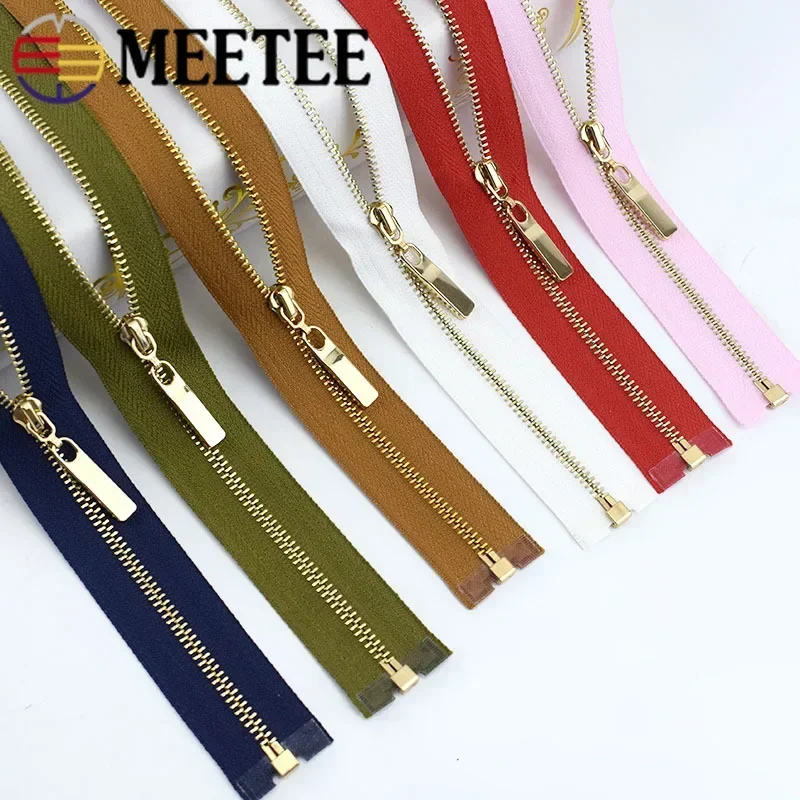 

5Pcs Meetee 3# Metal Zippers 40/50/60/70cm Open-End Zipper Closure for Sewing Bag Garment Jacket Zip Repair Kit DIY Accessories