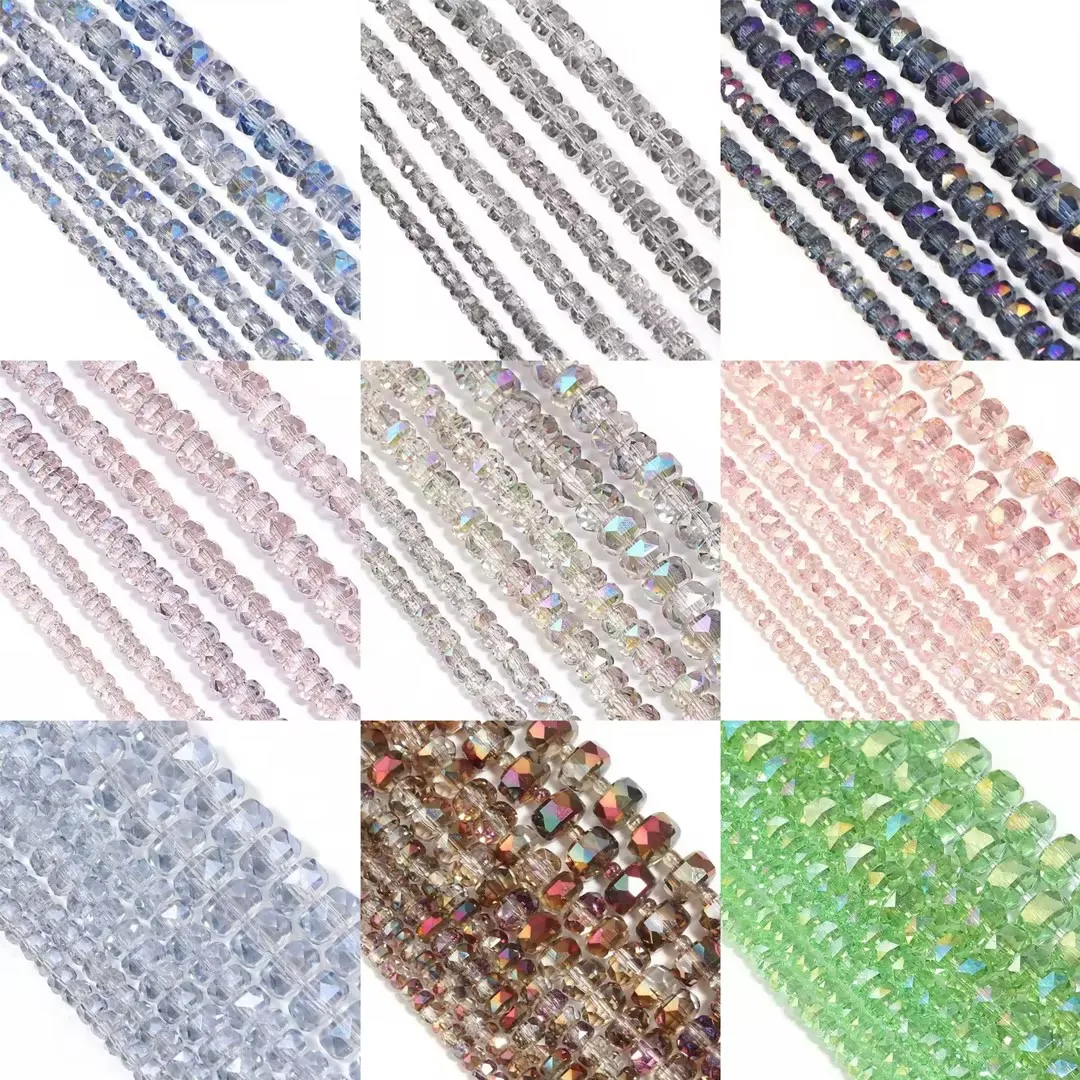 55-140 Stück 4 6 8 10mm Facettierte AB Klare Glaskristall-Rondelle-Perlen Radförmige Abstandshalterperlen für Schmuckherstellung DIY-Zubehör – Detail 2