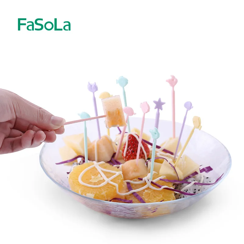 Reusable Plastic Fruit Stir Sticks Dessert Cocktail Food Picks Fruit Skewers Pick Stick Fruit Food Sticks