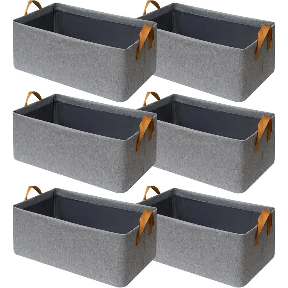 

6 Pack Closet Cloth Storage Bins for Shelves, Medium Storage Baskets for Shelves, Fabric Bins for Closet organization with Handl