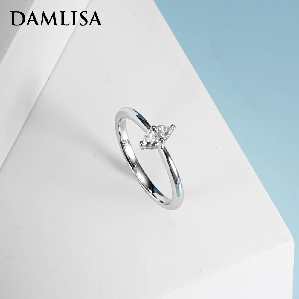 DAMLISA 3x3mm Trillion Cut Two Stone Wedding Rings For Women 925 Sterling Silver 18K Gold Plated Engagement Ring Wholesale