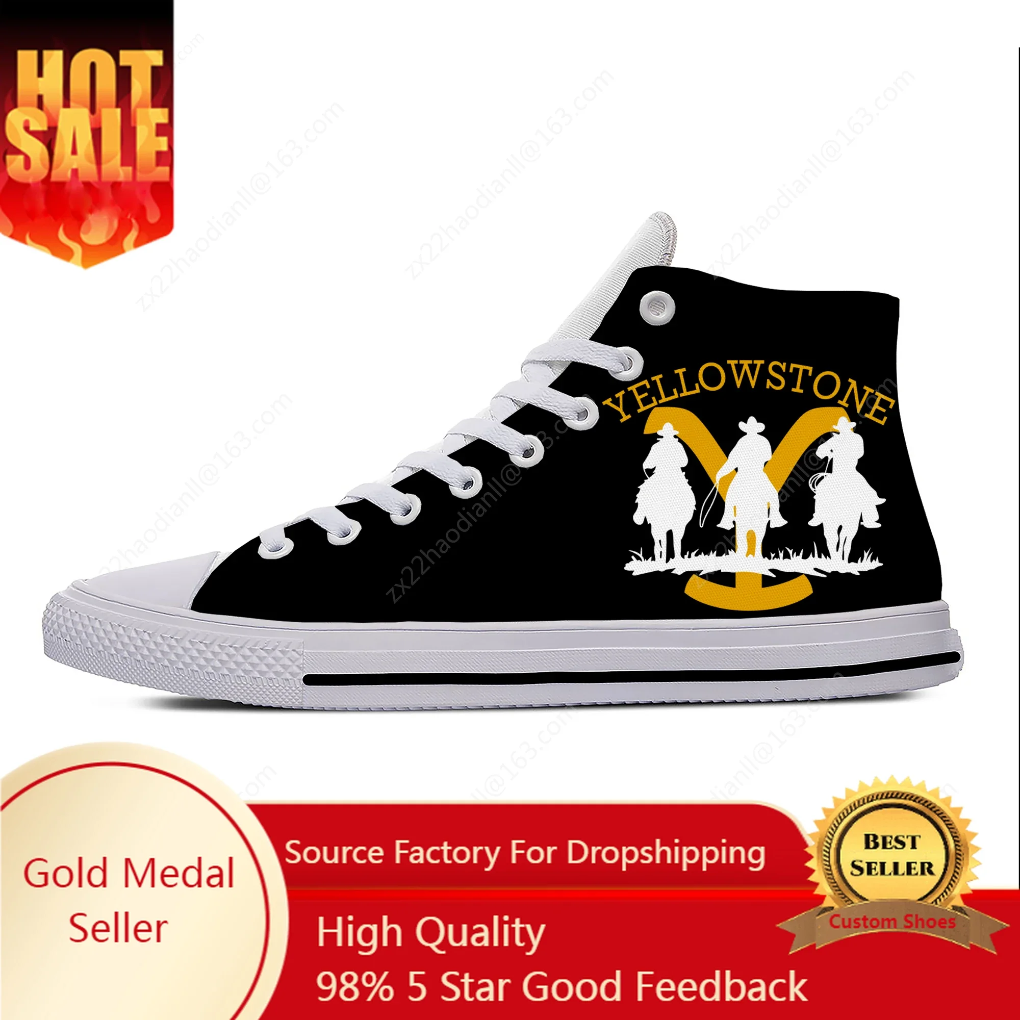 

Yellowstone High Top Sneakers Mens Womens Teenager Casual Shoes Canvas Running 3D Print Shoes Breathable Lightweight shoe White