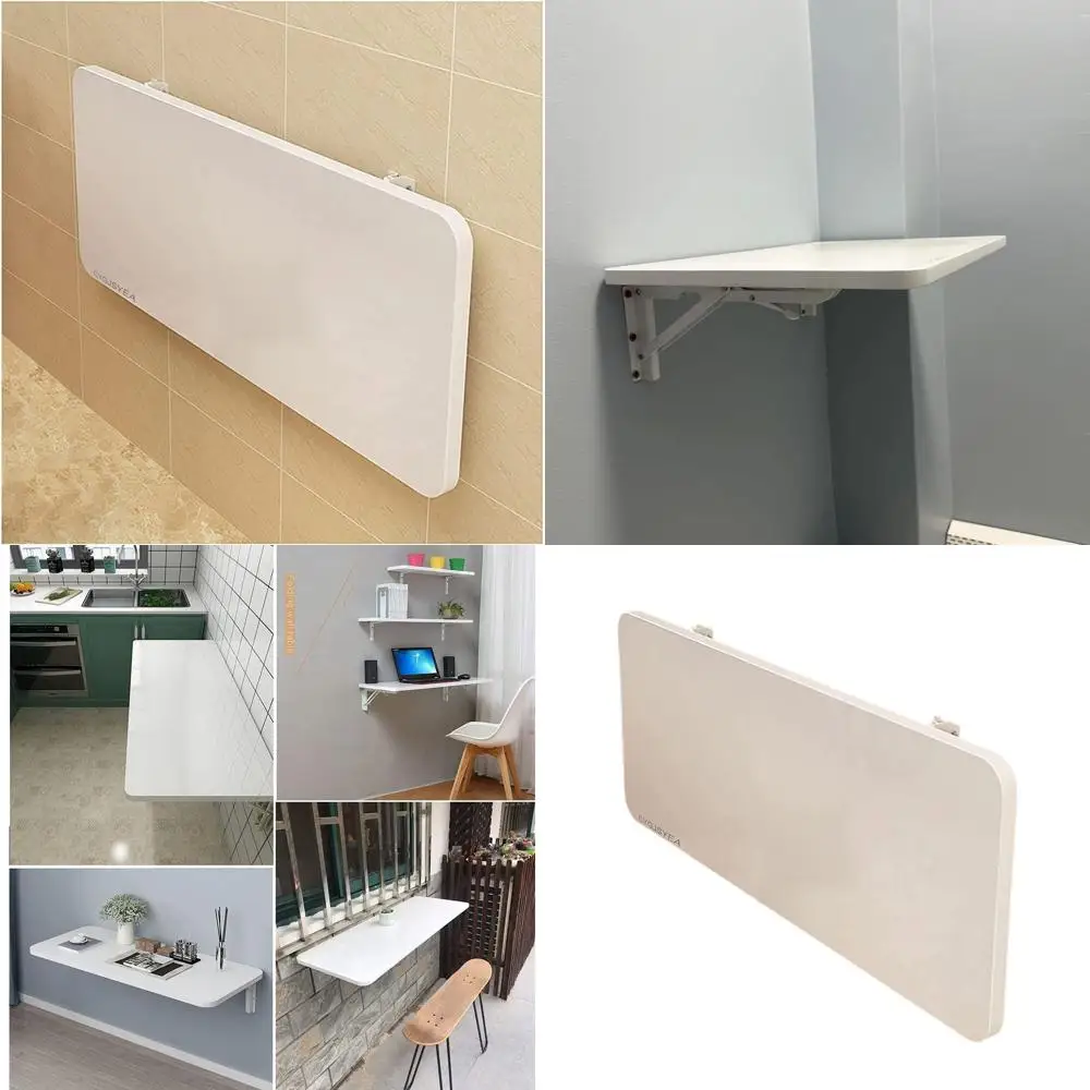 

Компактный белый настенный складной стол с кронштейном из нержавеющей стали, идеально подходит для стирки и столовой, 80x50 см