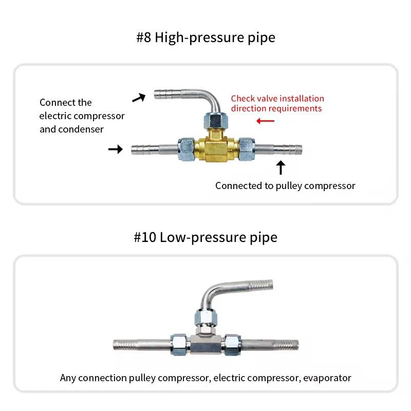 Original Car Pulley Compressor Parallel Parking Electric Electric Compressor Pipeline Check Valve Retrofitting Kit