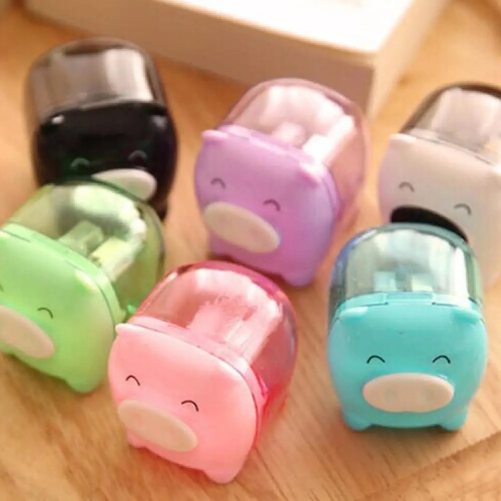 Mini Pig Shaped Pencil Sharpener para crianças, Super Cartoon, Student Stationery Tool, Automatic Hand Sharpener, Cute Pen Planer, 1 pc