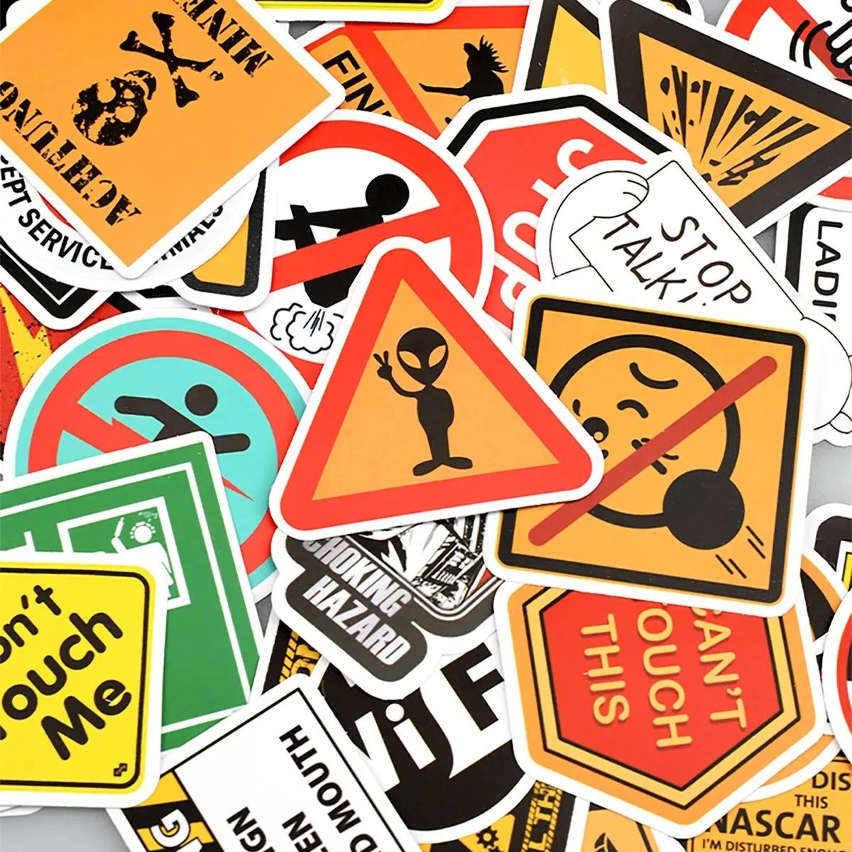 50pcs Cartoon Warning Stickers Danger Banning Skateboard Guitar Laptop Motorcycle Car Classic Toy Cool Decals Sticker