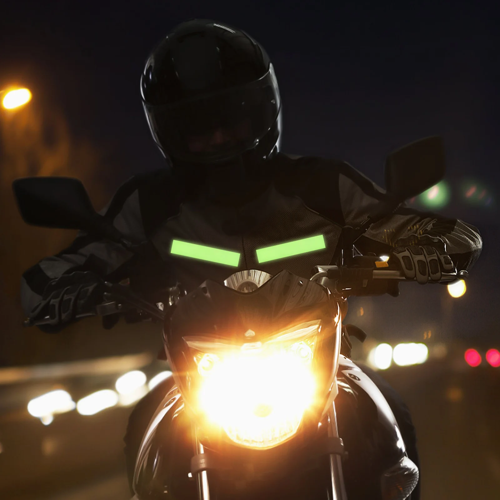 

5pcs Reflective Stickers Bike Decoration Light Green Adhesive Strips Helmets Motorcycles Durable Safety Accessories Cycling