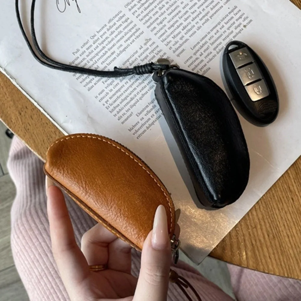 Universele autosleuteltas echt leer met sleutelkoord kleine portemonnee lippenstift organisator grote capaciteit mini opbergtas dames