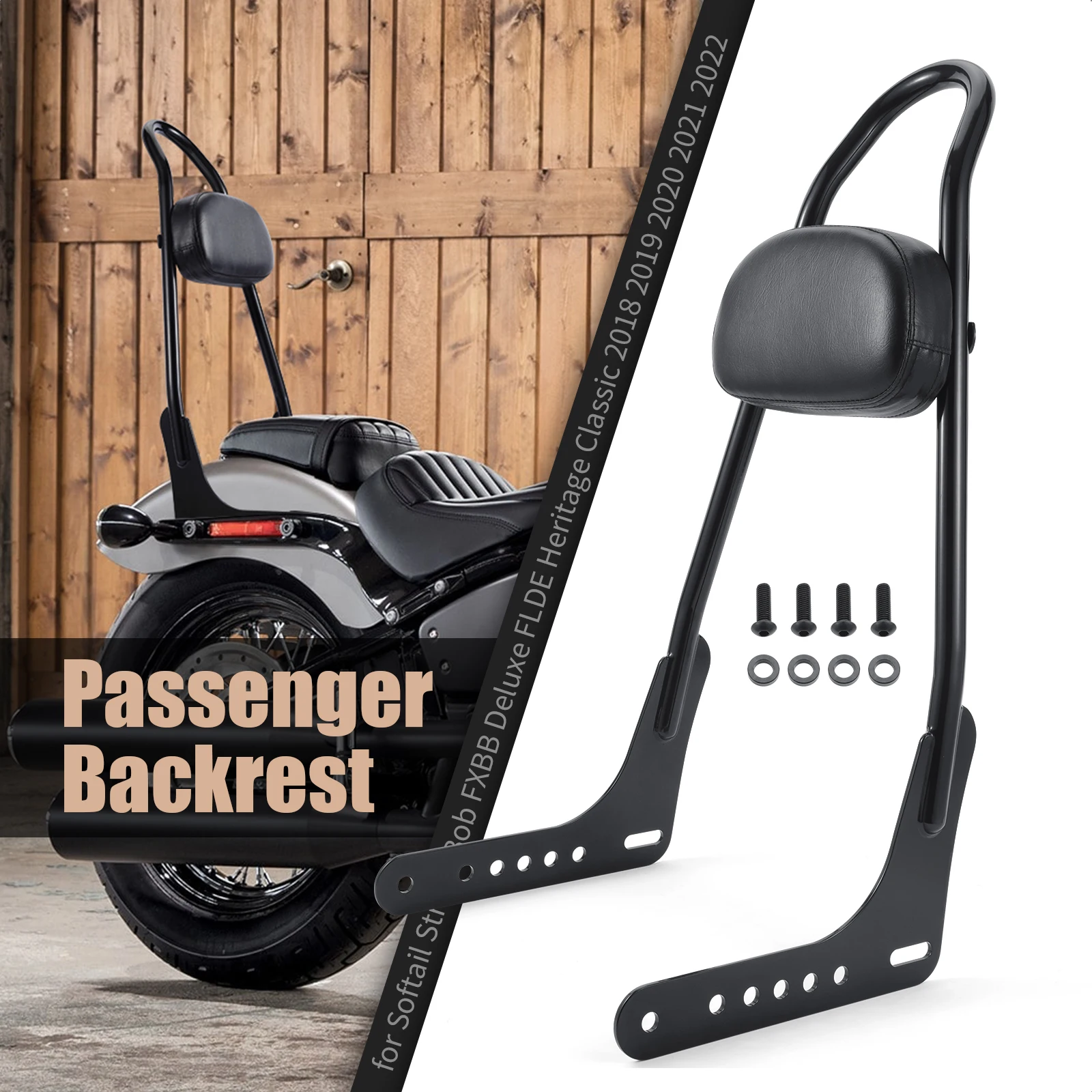 Removable passenger backrest suitable for Softail Street Bob FXBB Deluxe FLDE Heritage Classic 2018 2019 2020 2021 2022