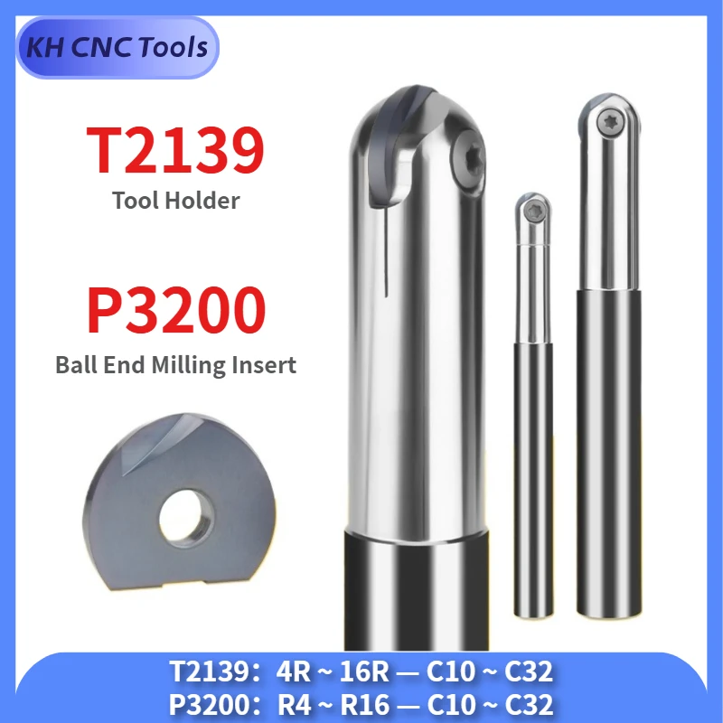 

KH CNC R4 R5 R6 R8 R10 R15 R16 Ball End Milling Insert P3200 CNC Semi-Circular Turning Tool For For T2139 Toolholder