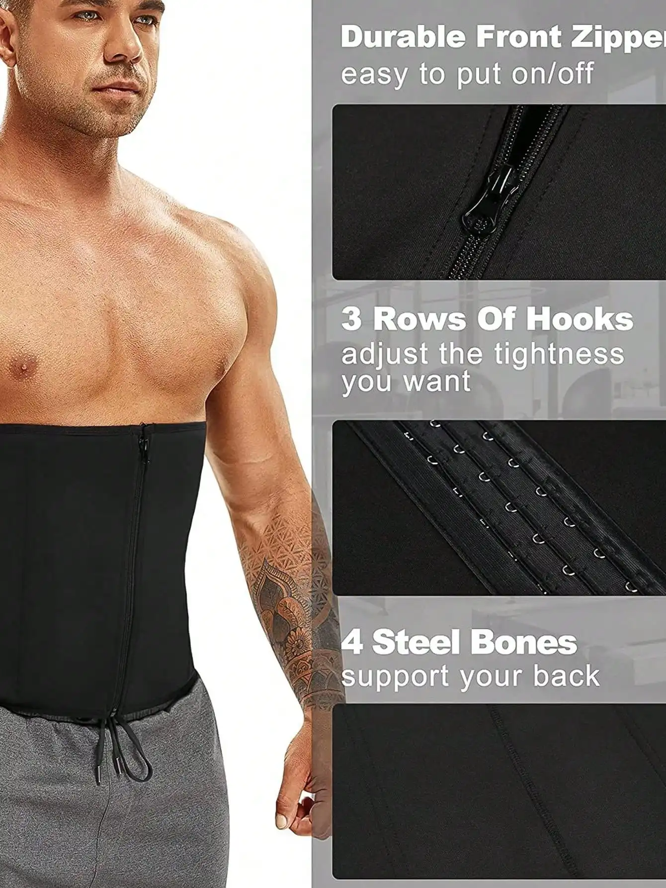 ملابس داخلية من النيوبرين، مشد خصر للبطن والرياضة واللياقة البدنية مع سحاب وأبازيم، ملابس تنحيف من النيوبرين سريعة الحث للعرق