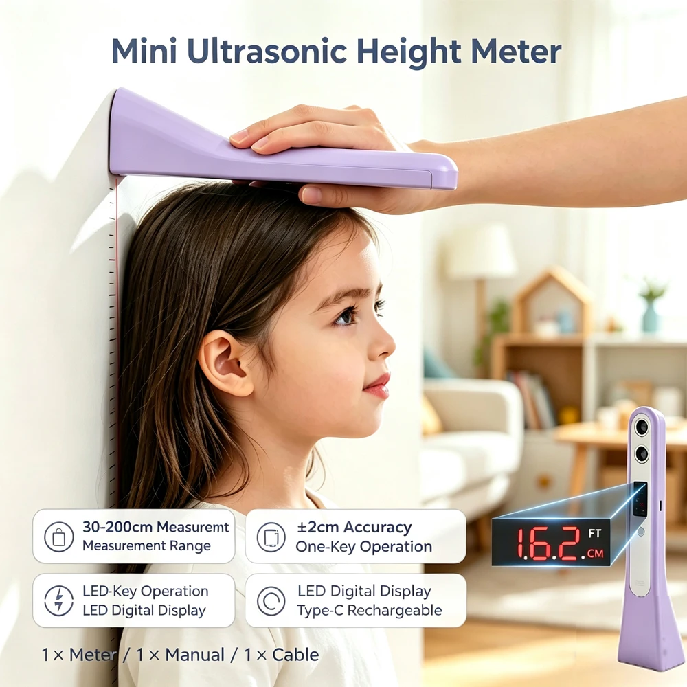 Ultrasonic Digital Height Measuring Ruler for Children Type C Portable High Accuracy Electronic Height Measurement Device