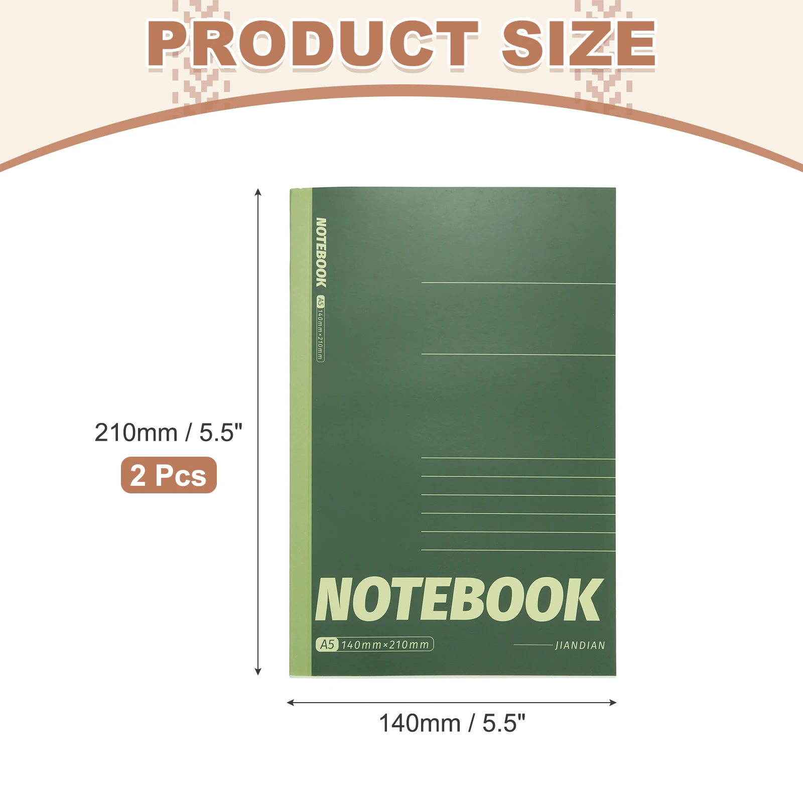 2/4Pcs A5 Journal Ruled Lined Notebook 5.5x8.3Inch 30 Sheets/60 Pages 70GSM Small Sketchbook Memo Pads Notepads Office Supplies