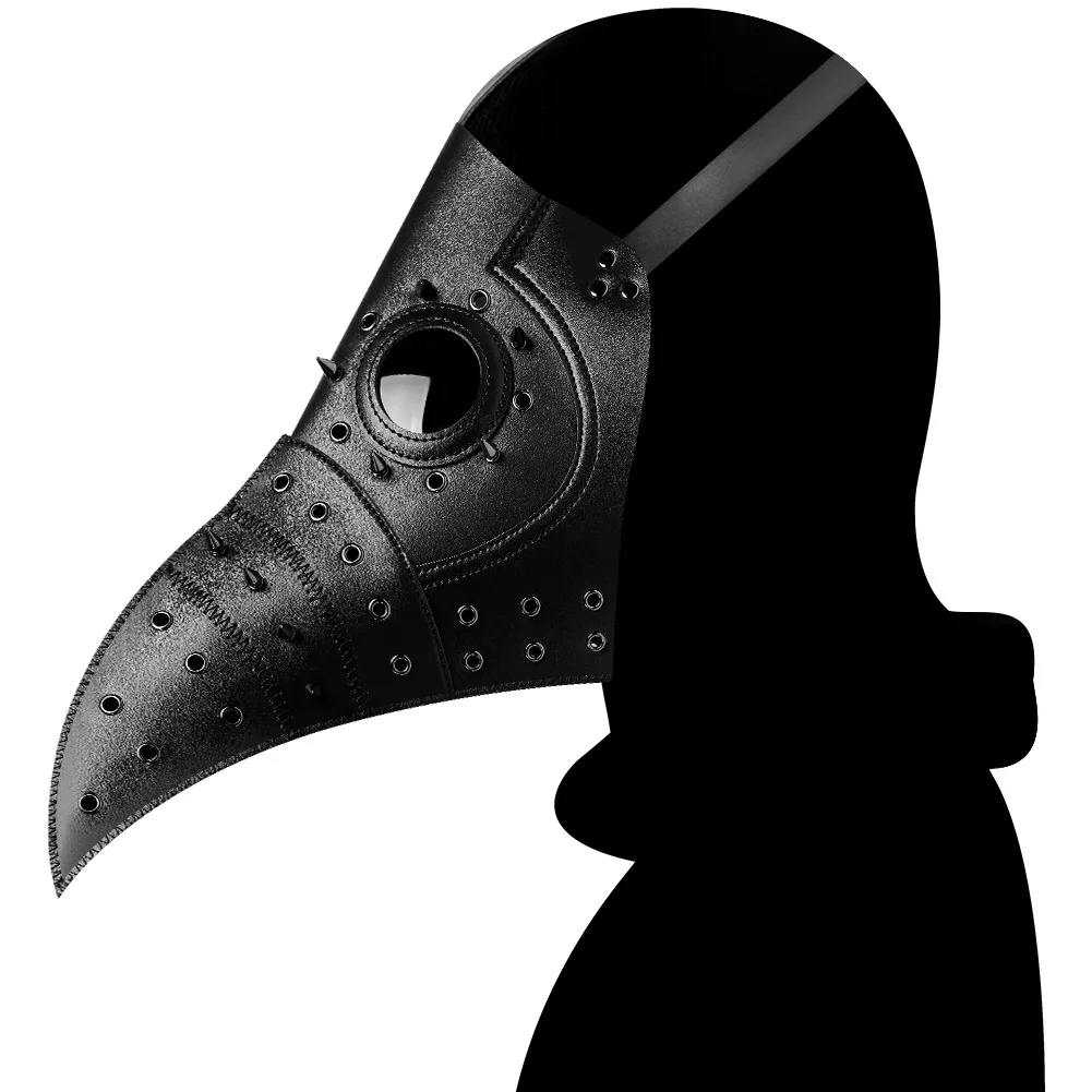 

Black PU Leather Medieval Plague Doctor Mask Punk Retro Halloween Cosplay Masks Party Carnival Costume Props Accessories