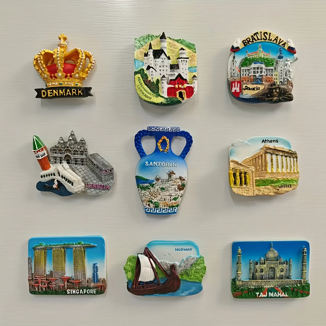 1pc Handmade 3d Resin Art Fridge Magnets, Santorini ,Singapore, Norway, Venice, Denmark, Greece, Athens, Bratislava, Germany, th
