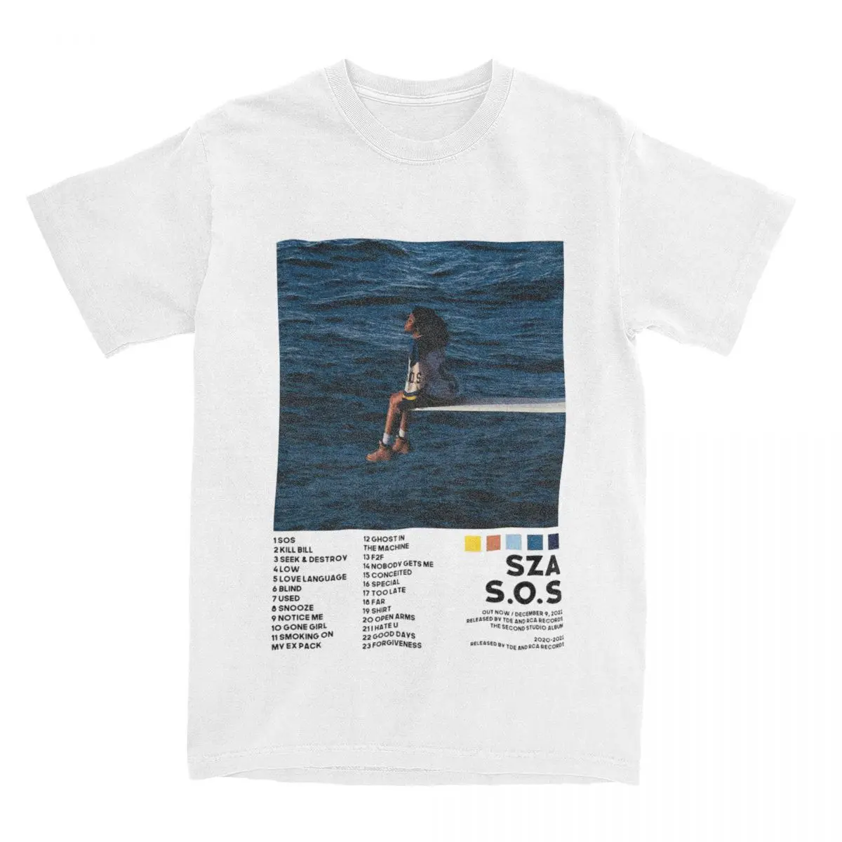 

SZA Graphic Tee Shirt SOS Tracklist Album Cover Merch T Shirts for Women 100% Cotton T-Shirt Fan Gifts Tops