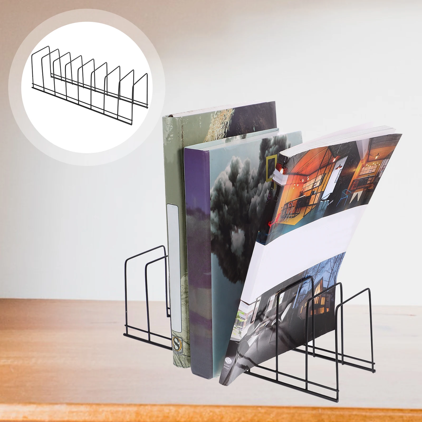 

Bookshelf File Classifier Bookstore Holder Rack Desktop Organizer Dish Storage Black Magazine Organizers