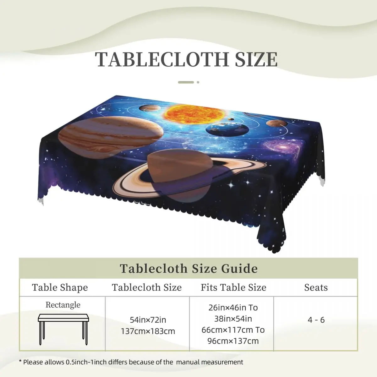 Solar System Space Planets Universe Tablecloth Restaurant Kitchen Rectangular Tablecloth Tablecloth Outdoor Dining Table Cover