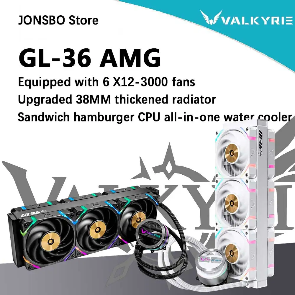 

VALKYRIE GL36 AMG VK AIO cooler supports LGA1700 AM5 38MM water drain 6*X12-3000 positive and negative leaves aluminum cold head