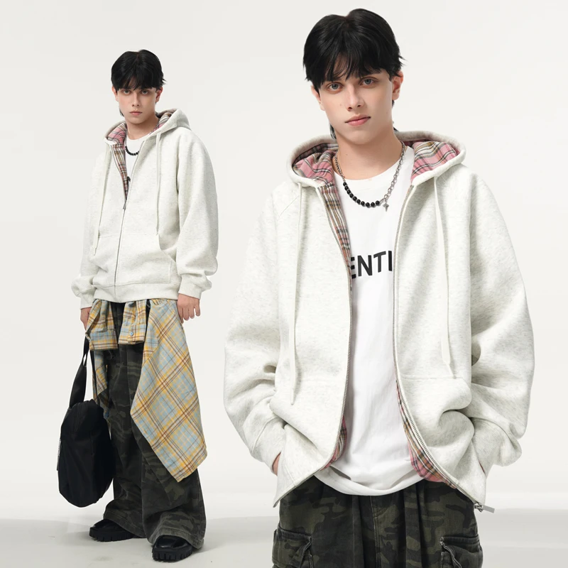 

Мужской свитер с капюшоном на молнии, новый модный повседневный свободный спортивный свитер с длинными рукавами для осени и зимы