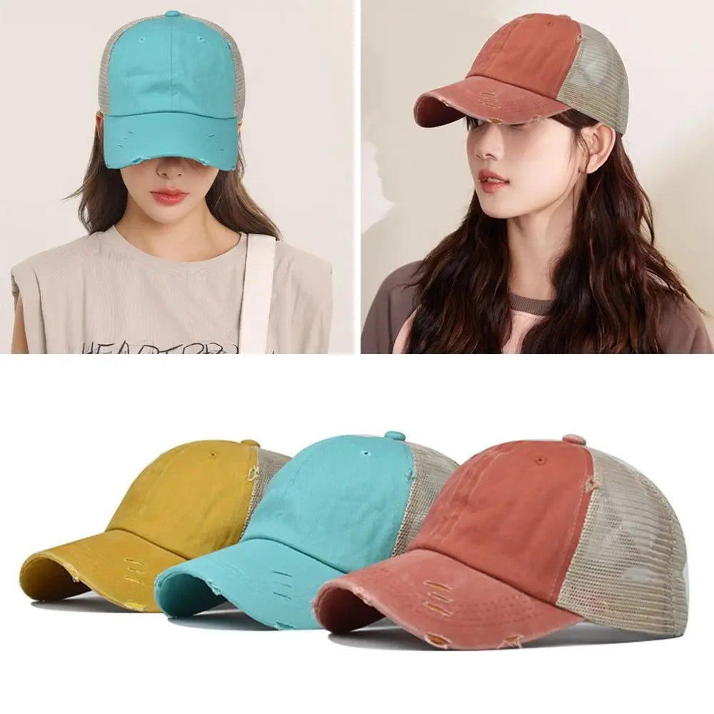 

Fashion Ponytail Denim Baseball Cap Vintage Hip Hop Dad Tucker Hat Cotton Casual Snapback Caps for Men Women