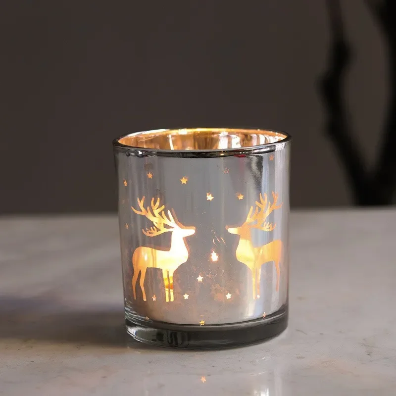 Jars for Candles Christmas Glass Elk Silver Electroplating Candlestick Candlestick Glass Empty Cup Candle Making Supplies