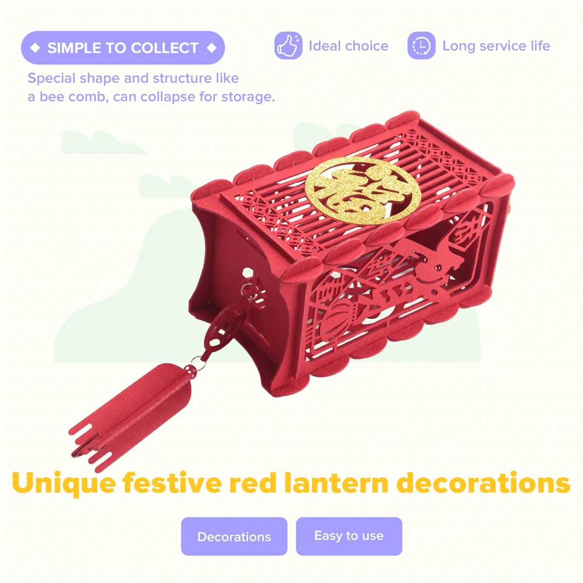 A75K 2 Piece Red Chinese Lanterns, Decorations for Chinese New Year,Chinese Spring Festival,Wedding Celebration Decor,Small