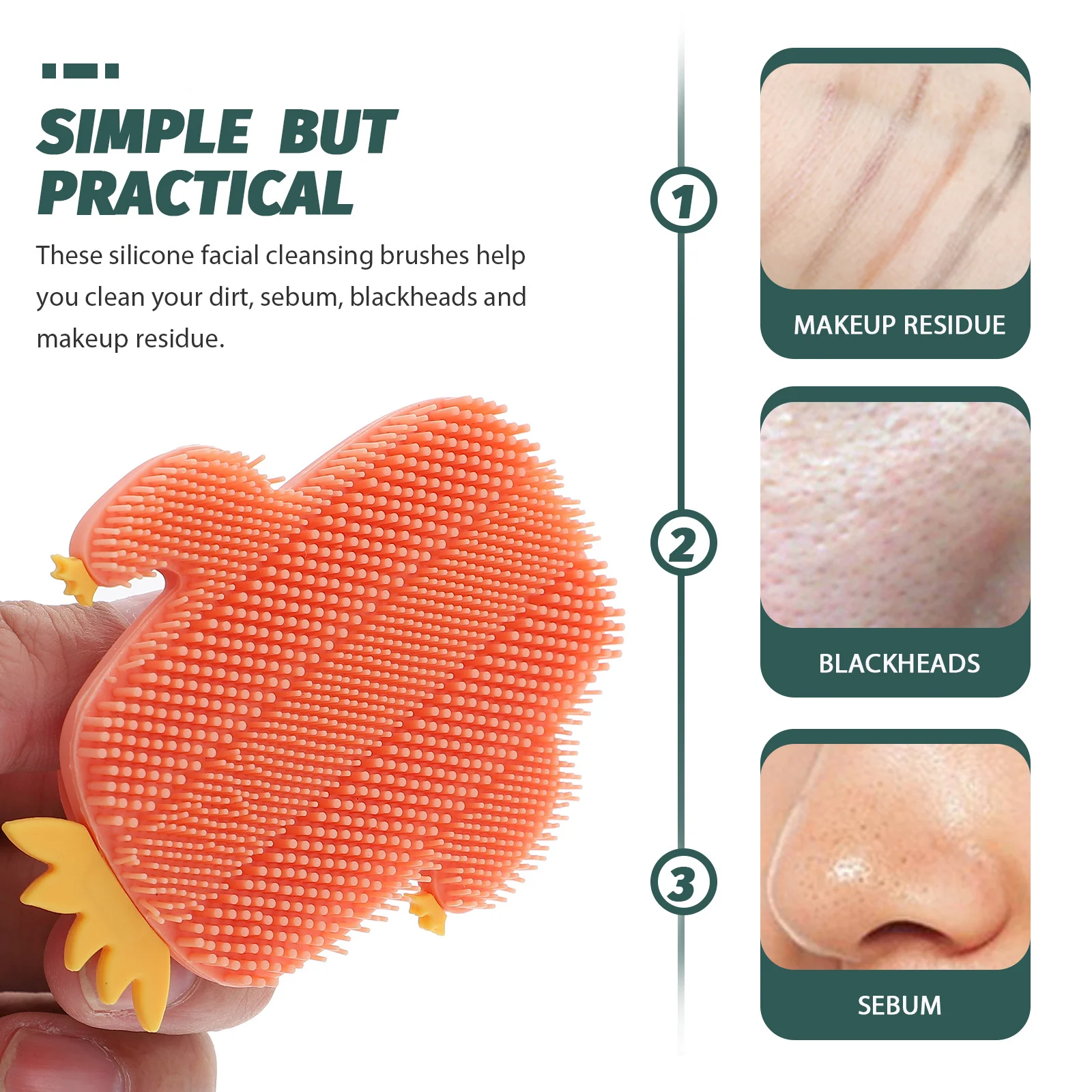 3 Stuks Siliconen Gezichtsborstel Zachte Gezicht Cleanser Scrubber Diep Schoon Vuil Talg Make-Up Remover Peeling Gezichtsreiniging Borstel