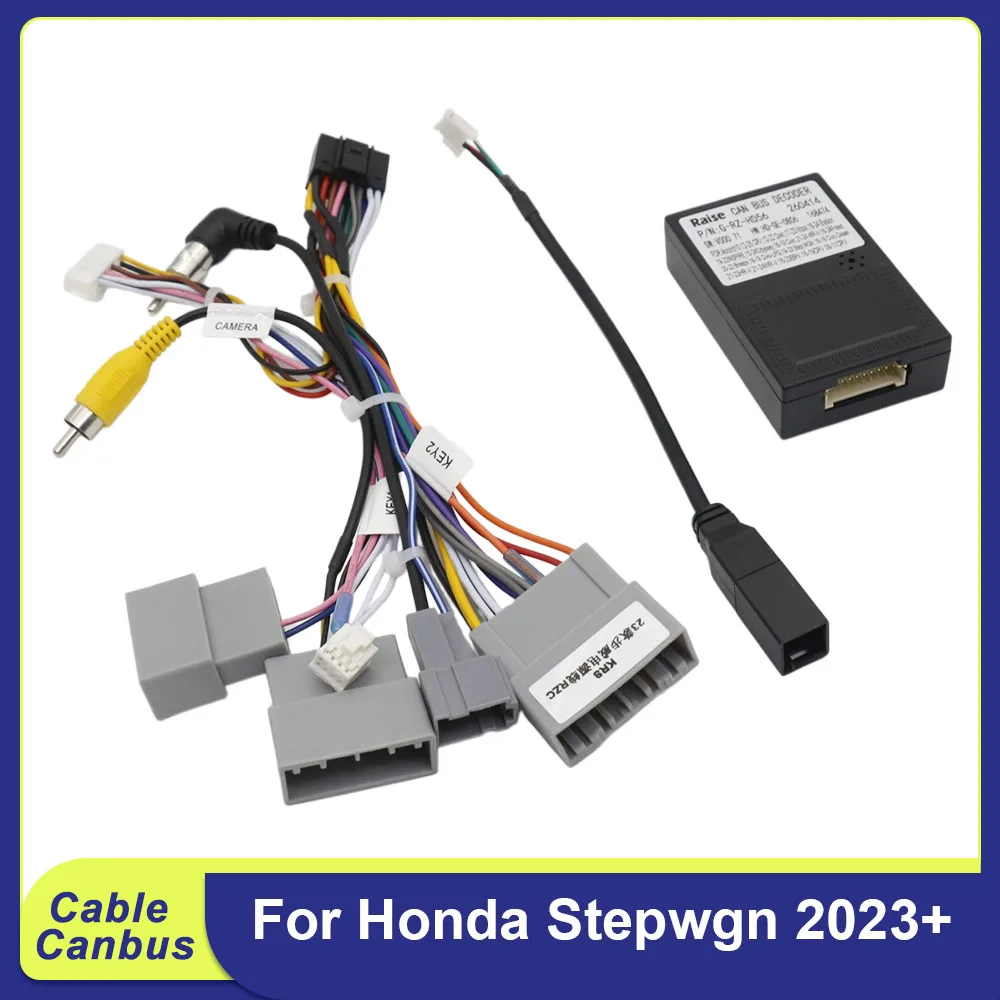 16Pin Radio Wiring Harness With CANBUS Decoder For Honda Stepwgn 2023 Retain OEM Camera & SWC Adapter