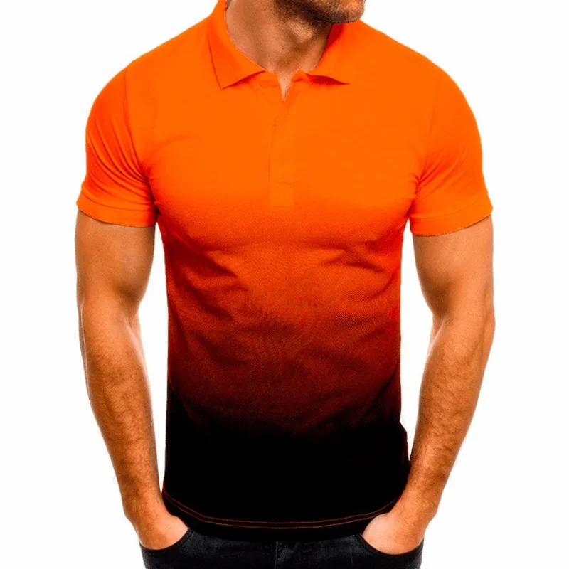 MRMT 2025 T-shirt casual da uomo nuovissima Stampa digitale 3D Sfumatura di colore Risvolto da uomo Polo Tees Camicia a maniche corte Uomo Polo