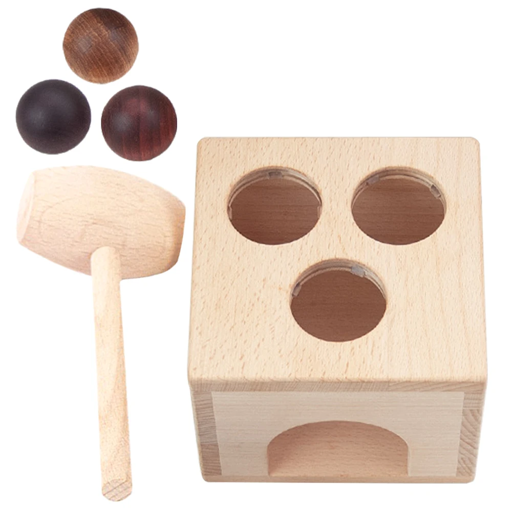 1 set 1 Set Of Wooden Knock Hand Eye Coordination Educational Plaything For Kids Cognitive Training Wood Hammer Beat