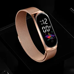 2023 New Led Women Watch Magnetic Watchband Strap Waterproof Touch Feminine Clock Fashion Digital Wristwatches Relogio Feminino